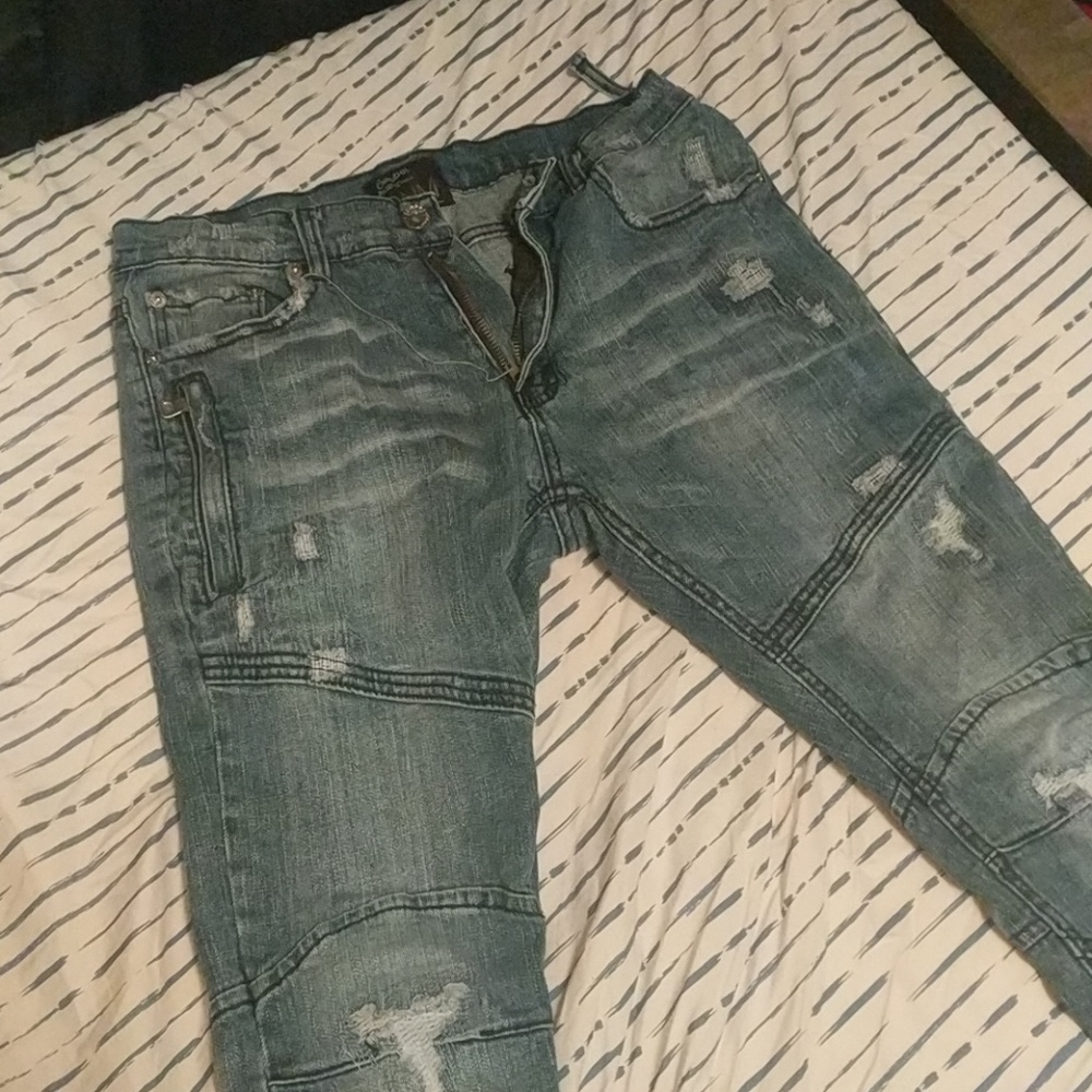 Ripped blue jeans